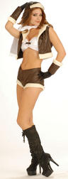 View Item Adult Ladies 10-12 Bomb Shell Babe Fancy Dress Aviator Costume Army Fly Girl